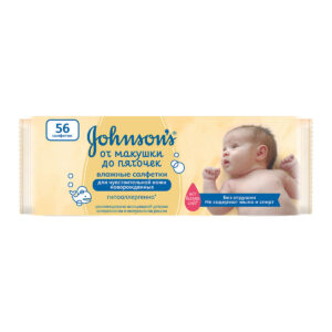 Дитячі вологі серветки Johnson's baby "Від маківки до п'ят" без ароматизаторів, 56 шт.