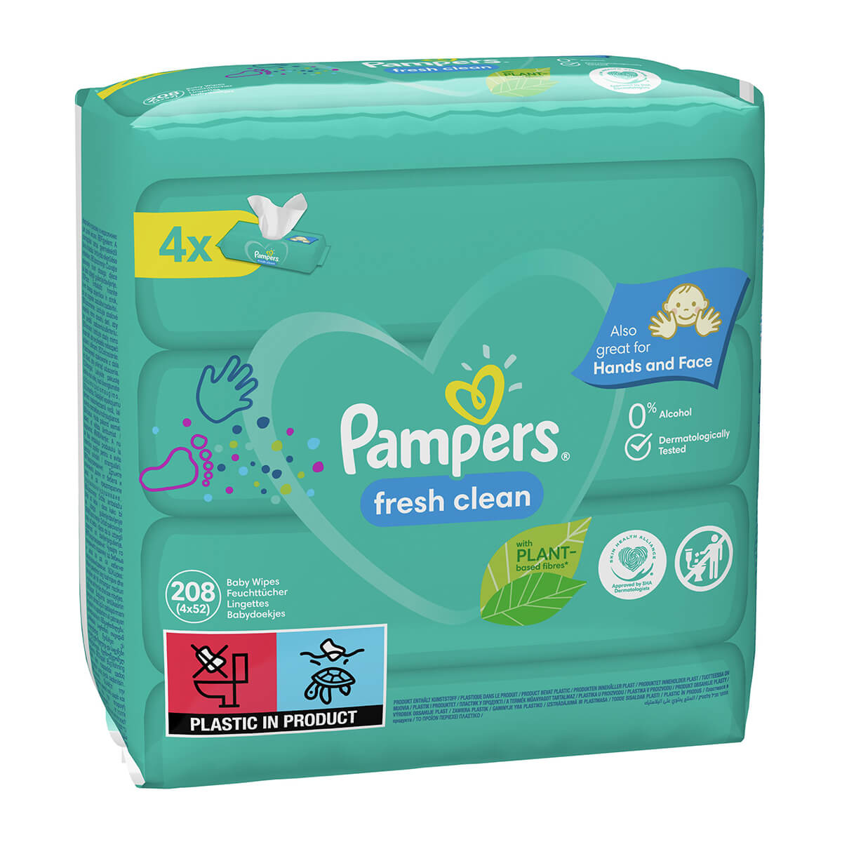 Дитячі вологі серветки Pampers Fresh Clean (4уп. ×52шт) - Зображення 2