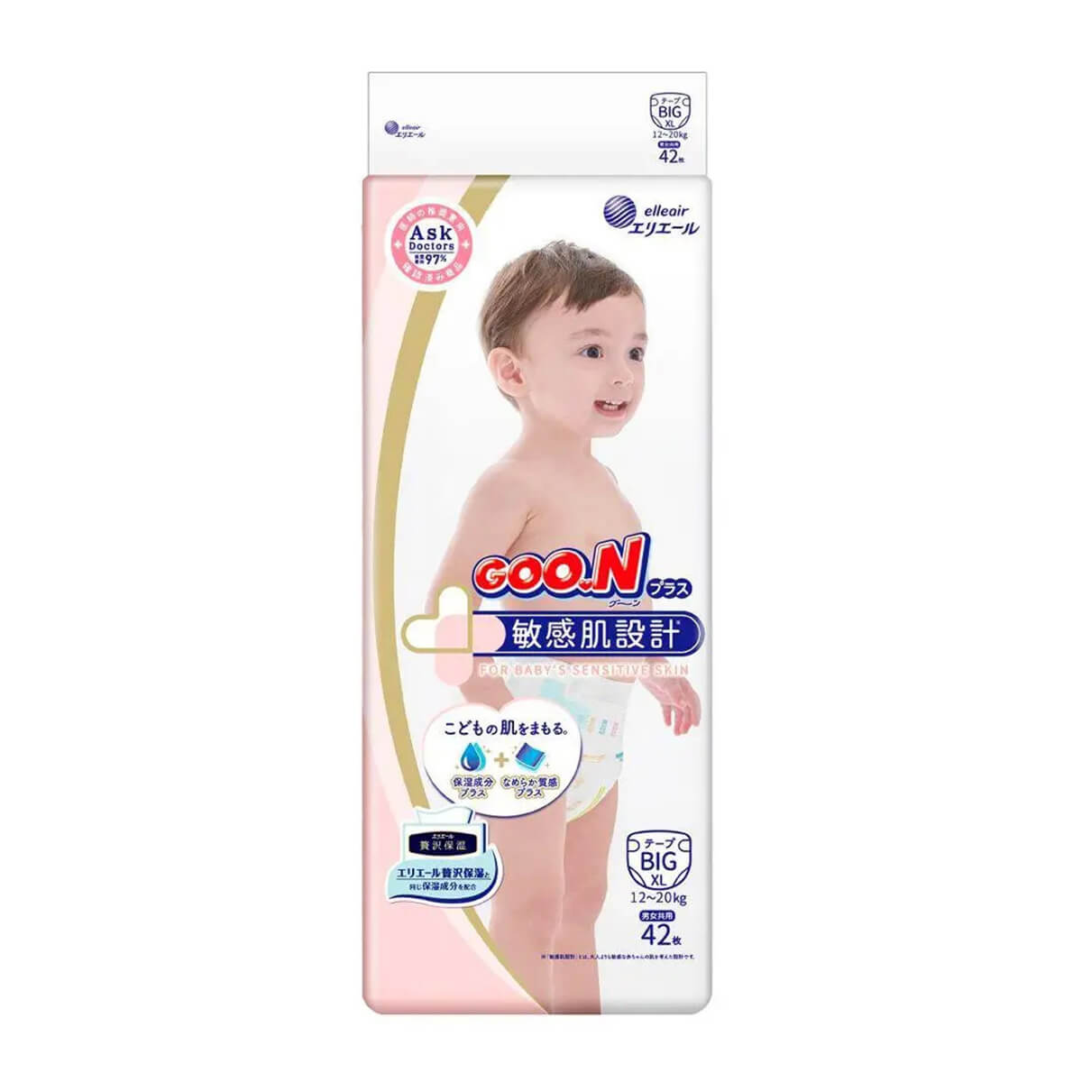 Японские подгузники Goo.N Plus, XL, 12-20 кг, 42 шт.