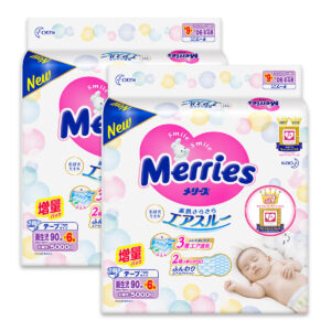 Подгузники Merries NB, 0-5 кг, 96 шт. 2 упаковки