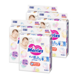 Подгузники Merries NB, 0-5 кг, 76 шт. 4 упаковки