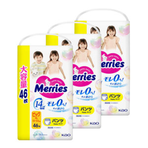 Трусики-подгузники Merries, размер Big, 12-22 кг 46 шт., увеличенная пачка, 3 упаковки