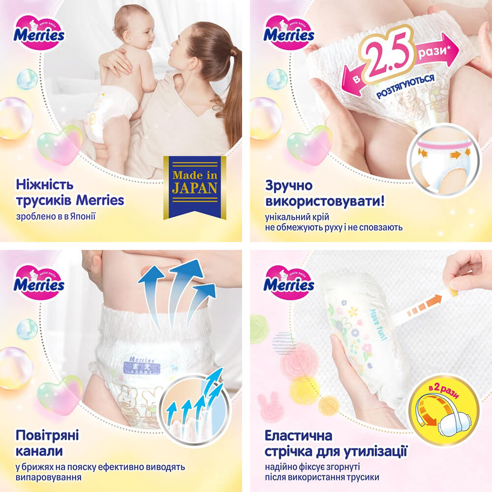 Трусики-подгузники Merries, размер Big, 12-22 кг 46 шт., увеличенная пачка, 3 упаковки — изображение 3