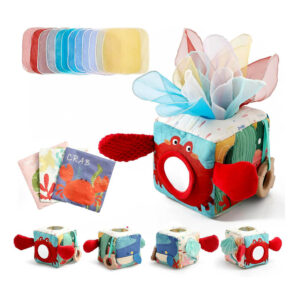 Дитяча розвиваюча іграшка-куб «Сенсорна коробка з серветками» (Montessori Tissue Box)