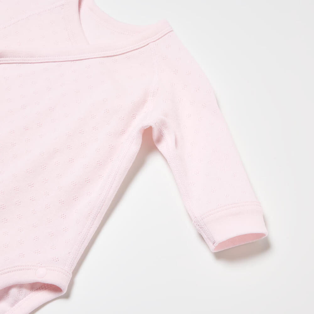Боди для малышей с длинным рукавом, UNIQLO, розовое, 60 см — изображение 2